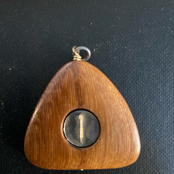 Vintage Wood Pendant w/Sterling Inset. Custom Made - Picture 1 of 4